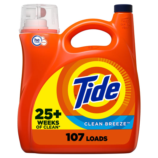 Tide Liquid Laundry Detergent, Clean Breeze, 100 Loads, 146 fl oz