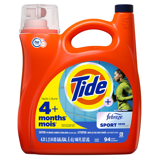 Tide Plus Febreze Sport Odor Defense Liquid Laundry Detergent, 146 fl oz