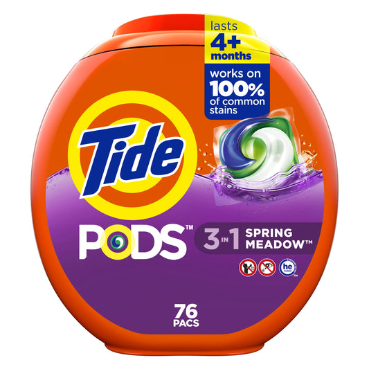 Tide Pods Laundry Detergent Soap Packs, Spring Meadow, 76 Ct