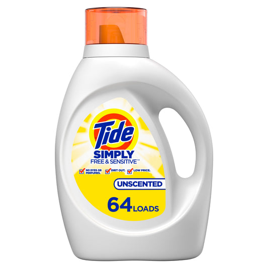 Tide Simply Free & Sensitive, 64 Loads Liquid Laundry Detergent, 92 fl oz