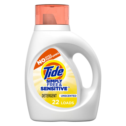 Tide Simply Liquid Laundry Detergent, Free & Sensitive, 31 fl oz, 22 Loads