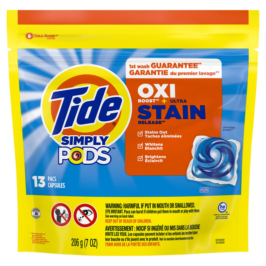Tide Simply Pods Laundry Detergent Soap Packs, Refreshing Breeze, 13 Ct