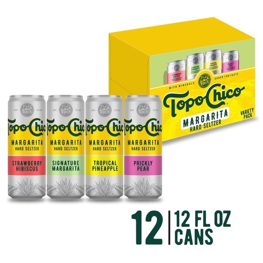 Topo Chico Margarita Variety Pack Hard Seltzer, 12 Pack, 12 fl oz Cans, 4.5% ABV