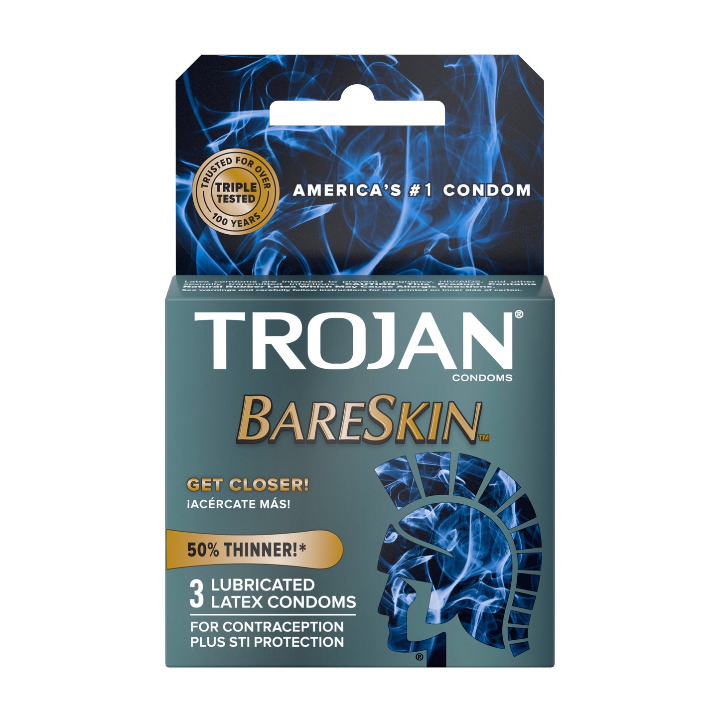 Trojan Sensitivity Bareskin Lubricated, Latex Condoms, 3ct