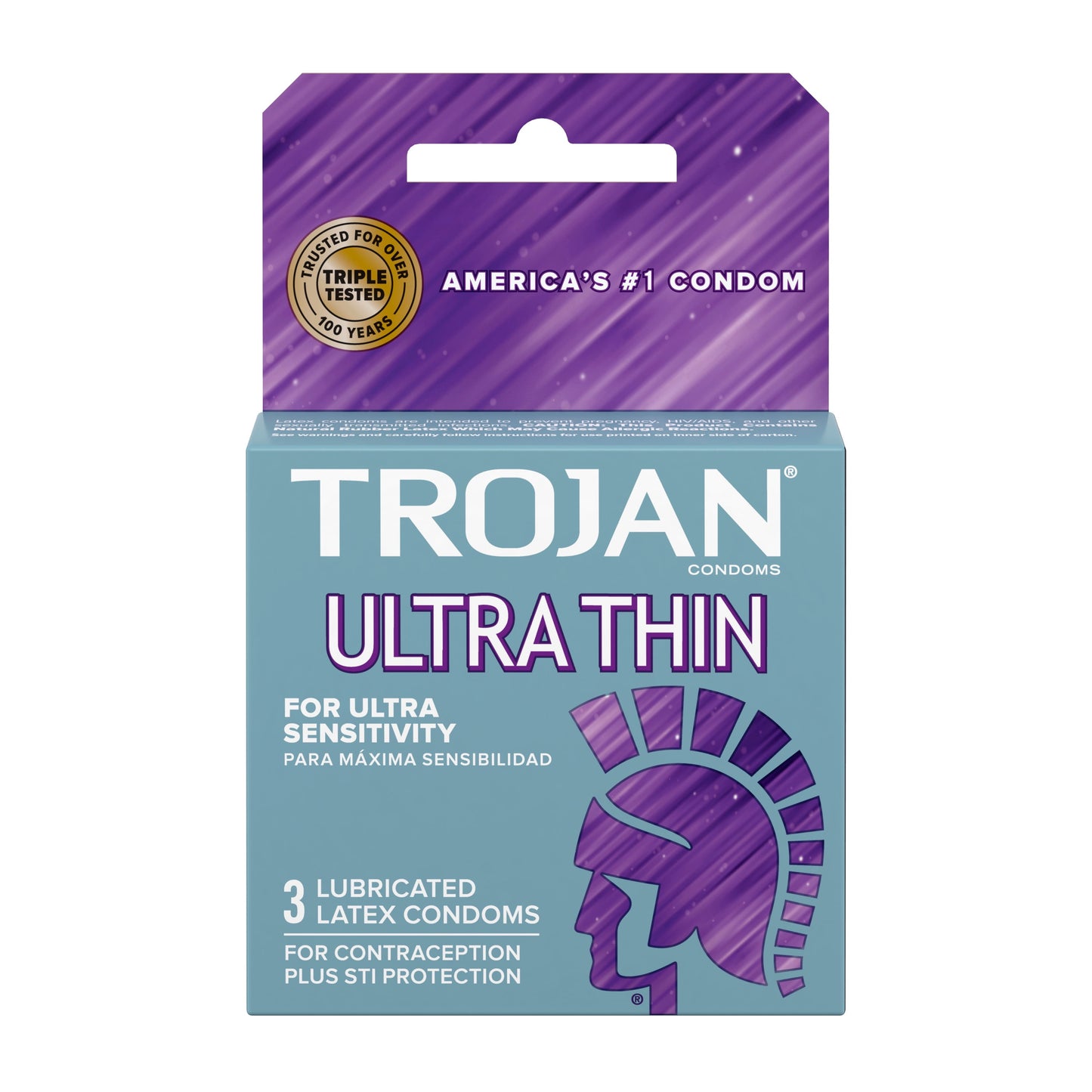 Trojan Ultra Thin Lubricated Condoms - 3 Count, Pack of 6