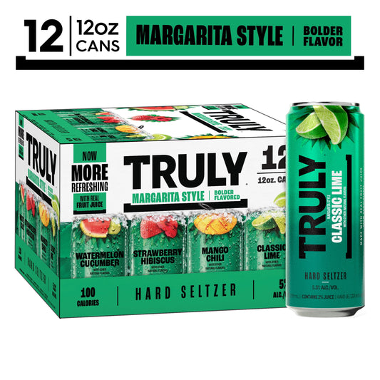 Truly Hard Seltzer Margarita Style Variety Pack, 12 Pack, 12 fl. oz. Cans, 5.3% ABV