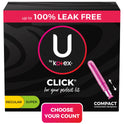 U by Kotex Click Compact Multipack Tampons, Regular/Super, Unscented, 45 Count