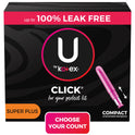 U by Kotex Click Compact Tampons, Super Plus, Unscented, 32 Count