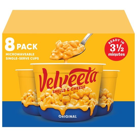 Velveeta Shells and Cheese Original Macaroni and Cheese Cups Easy Microwaveable Dinner, 8 ct Pack, 2.39 oz Cups