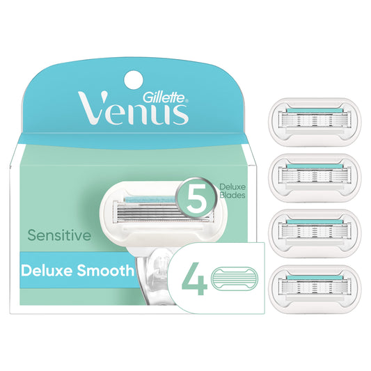 Venus Deluxe Smooth Sensitive Women's Razor Blade Refills, 4 Count