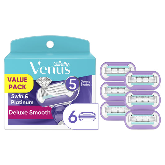 Venus Deluxe Smooth Swirl Women's Razor Blade Refills, 6 Ct