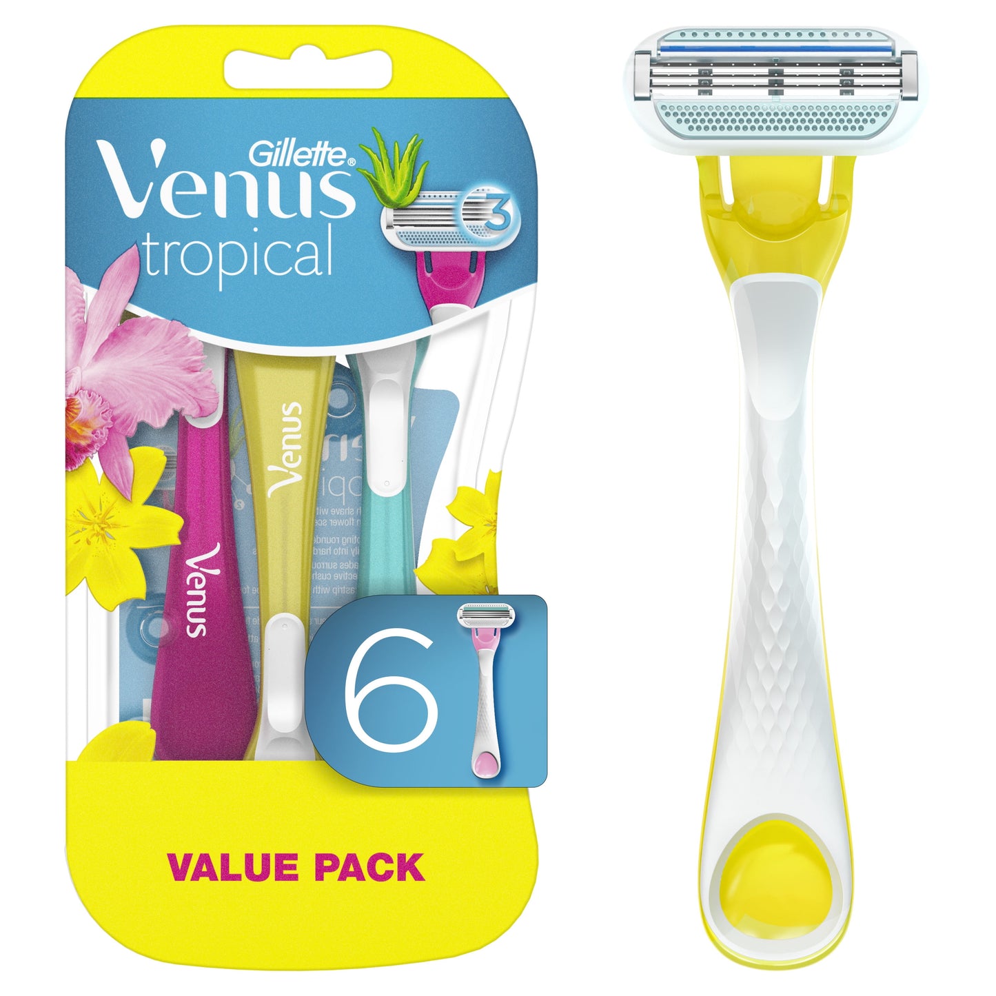 Venus Tropical Women's Disposable Razor, 6 Count