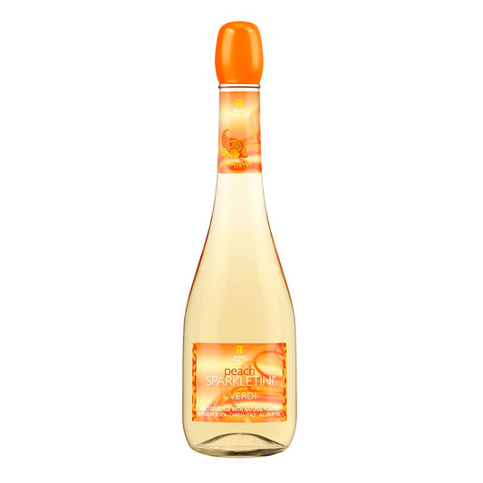 Verdi Peach Sparkletini, All Natural Fruit Flavored Italian Sparkling Spumante, Italy, 750ml Glass Bottle, 5-150ml Servings