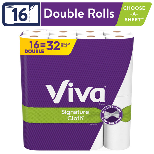 Viva Signature Cloth Paper Towels, 16 Double Rolls, 94 Sheets Per Roll (1,504 Total)