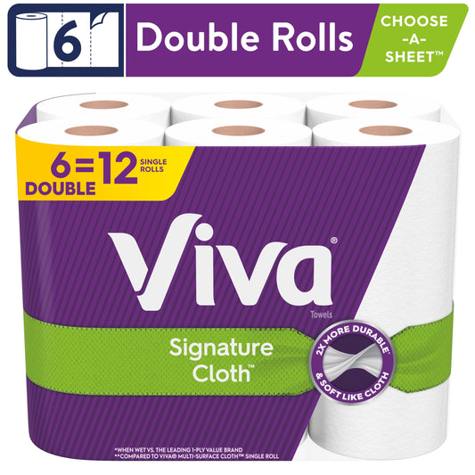 Viva Signature Cloth Paper Towels, 6 Double Rolls, 94 Sheets Per Roll (564 Sheets Total)