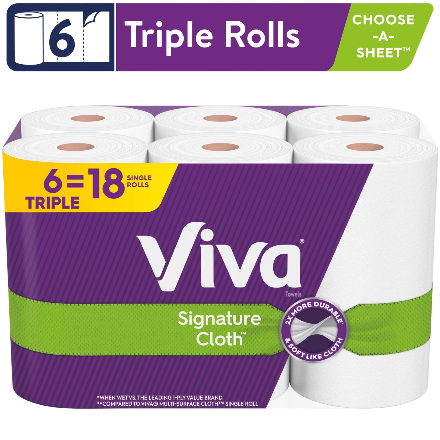 Viva Signature Cloth Paper Towels, 6 Triple Rolls, 141 Sheets Per Roll (846 Sheets Total)