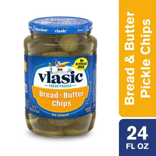 Vlasic Bread and Butter Pickles, Sweet Pickle Chips, 24 Oz Jar