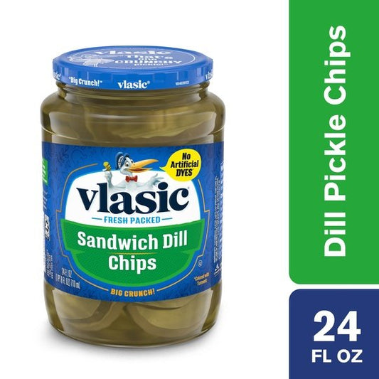 Vlasic Dill Pickle Sandwich Chips, Kosher Dill Pickles, 24 oz