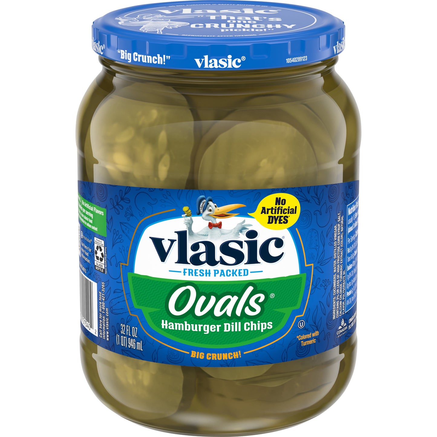 Vlasic Ovals Hamburger Pickle Chips, Dill Pickles, 32 Oz Jar