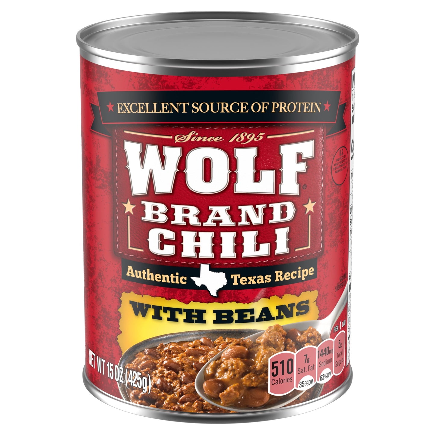 WOLF BRAND Chili With Beans, 15 oz.