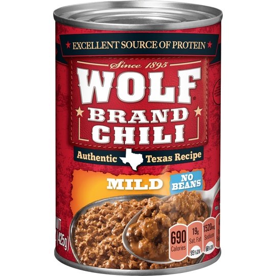 WOLF BRAND Mild Chili Without Beans, 15 oz.