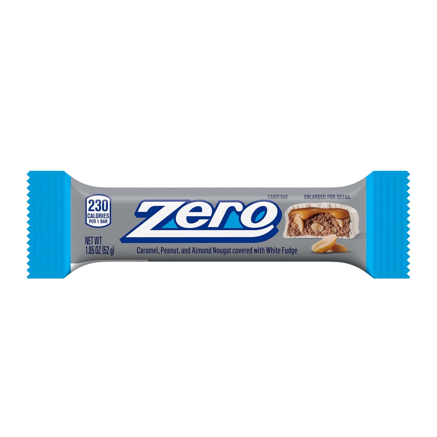 Zero White Fudge, Caramel, Peanut and Almond Nougat Candy, Bar 1.85 oz