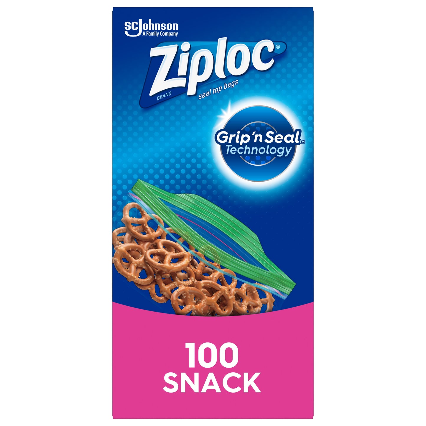 Ziploc® Brand Snack Bags with Grip 'n Seal Technology, 100 Count
