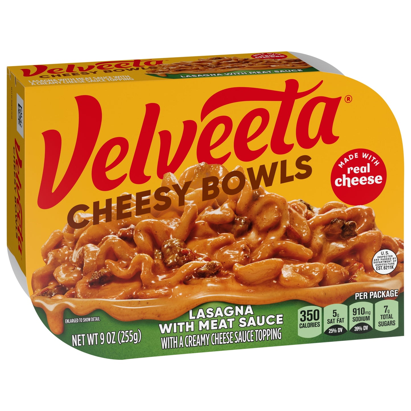 Velveeta Cheesy Bowls Lasagna with Meat Sauce Microwave Meal, 9 oz Tray