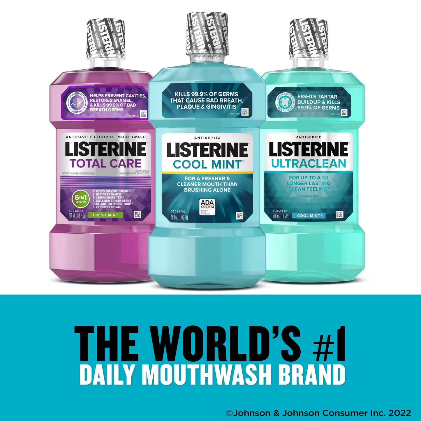 Listerine Cool Mint Antiseptic Mouthwash for Bad Breath, 250 mL