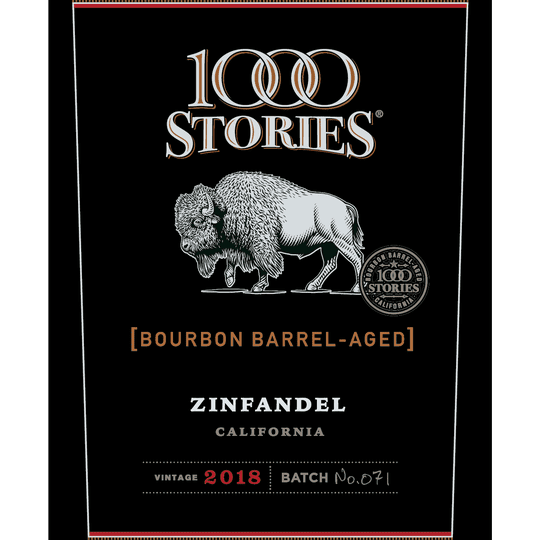 1000 Stories Zinfandel Red Wine, California, 15.5% ABV, 750ml Glass Bottle, 5-150ml Servings