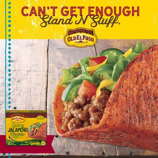 Old El Paso Spicy Jalapeno Cheddar Flavored Stand 'N Stuff Taco Shells, Gluten Free