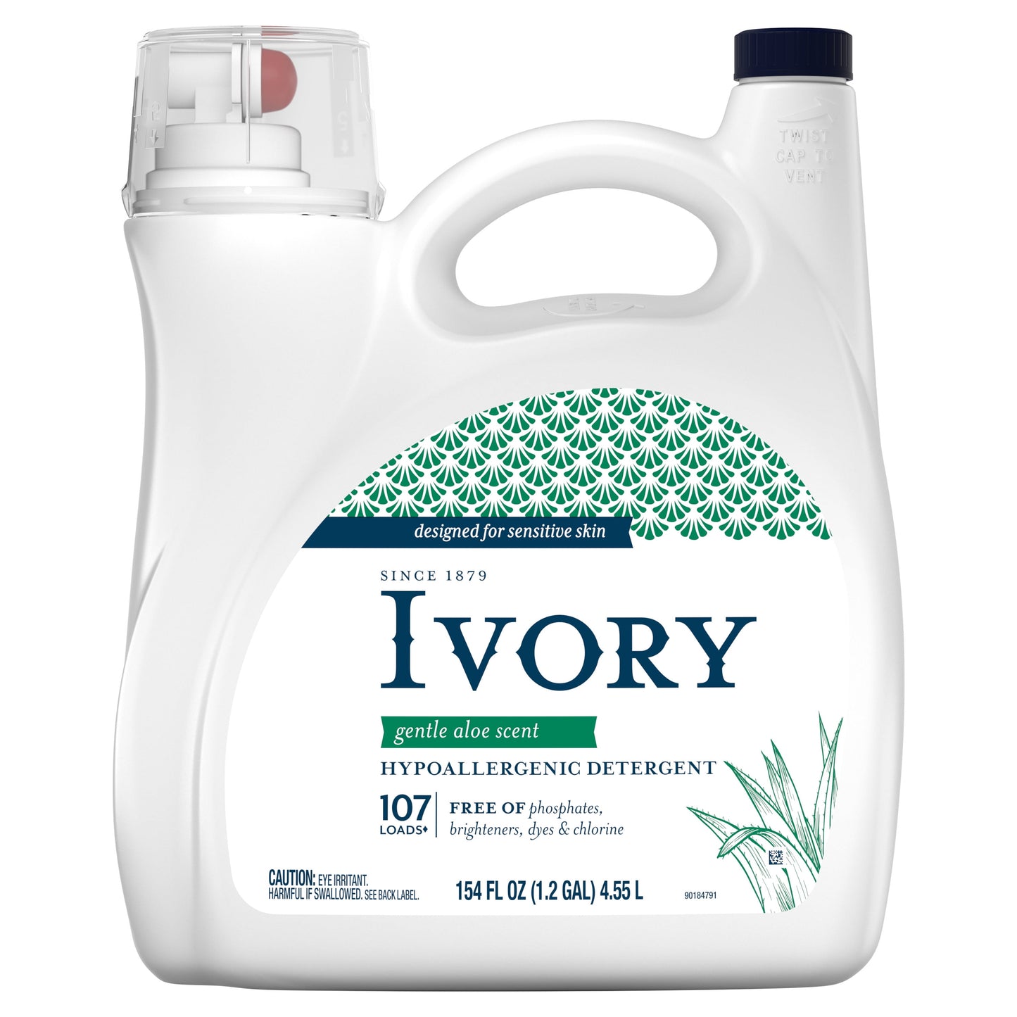 Ivory Gentle Aloe Scent Laundry Detergent, Designed for Sensitive Skin, 154 fl oz, 107 Loads