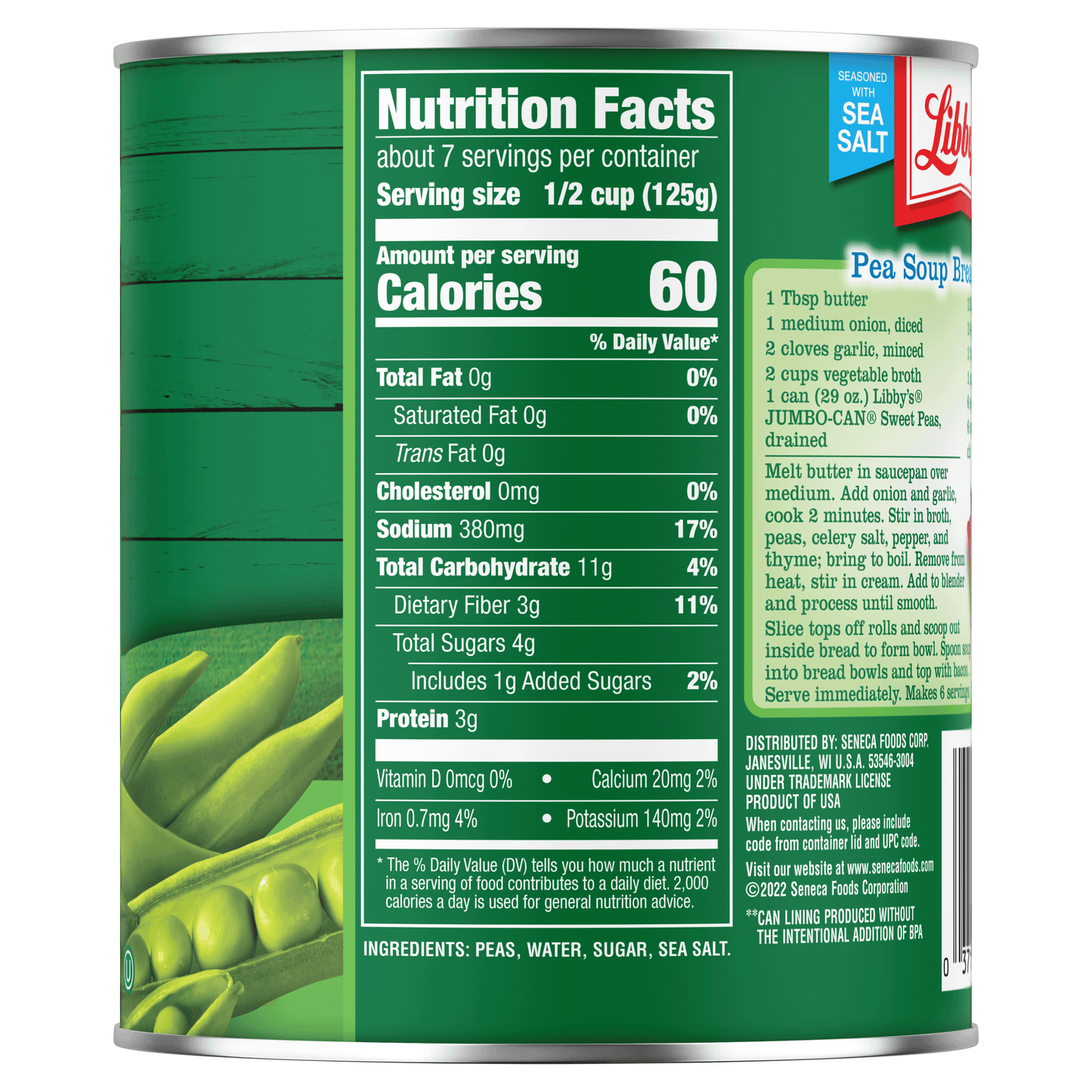 Libby's Sweet Peas, Canned Vegetables, 29 oz