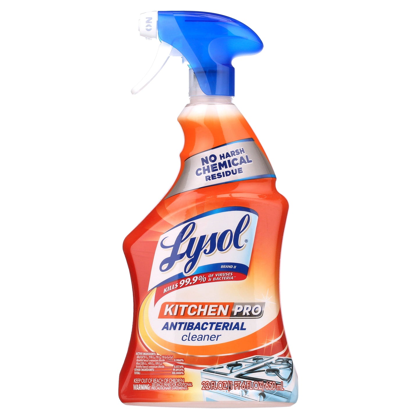 Lysol Pro Kitchen Spray Cleaner and Degreaser, Antibacterial All Purpose Cleaning Spray for Kitchens, Countertops, Ovens, and Appliances, Citrus Scent, 22oz 