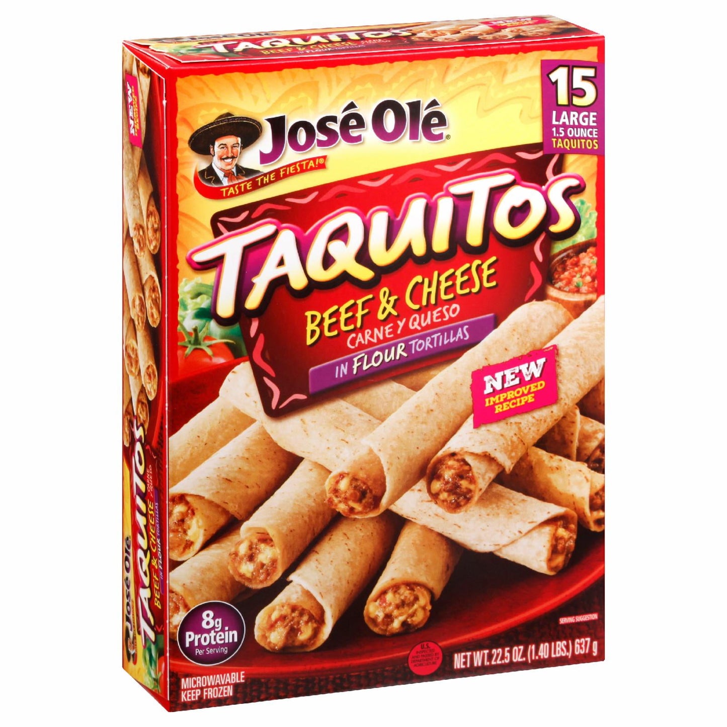 José Olé Beef & Cheese Flour Taquitos 22.5 oz, 15 ct.