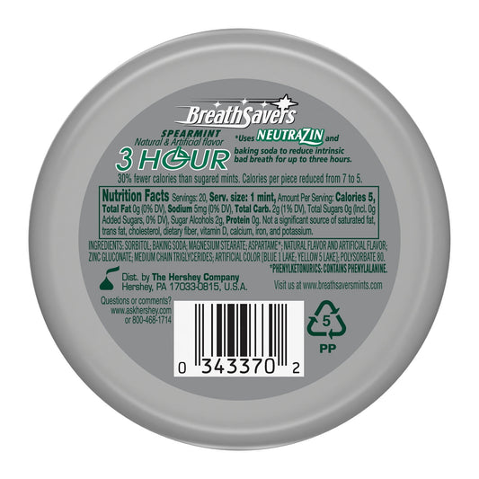 Breath Savers Spearmint Flavored Sugar Free Breath Mints, Tin 1.27 oz