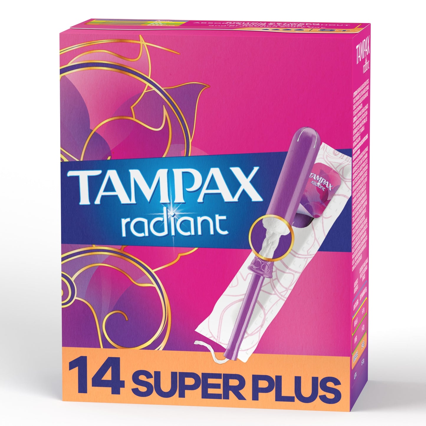 Tampax Radiant Tampons with LeakGuard Braid, Super Plus Absorbency, 14 Count