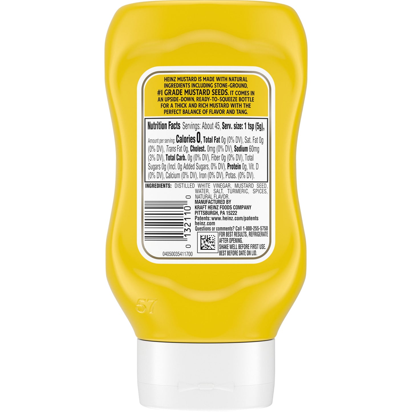 Heinz 100% Natural Yellow Mustard, 8 oz Bottle