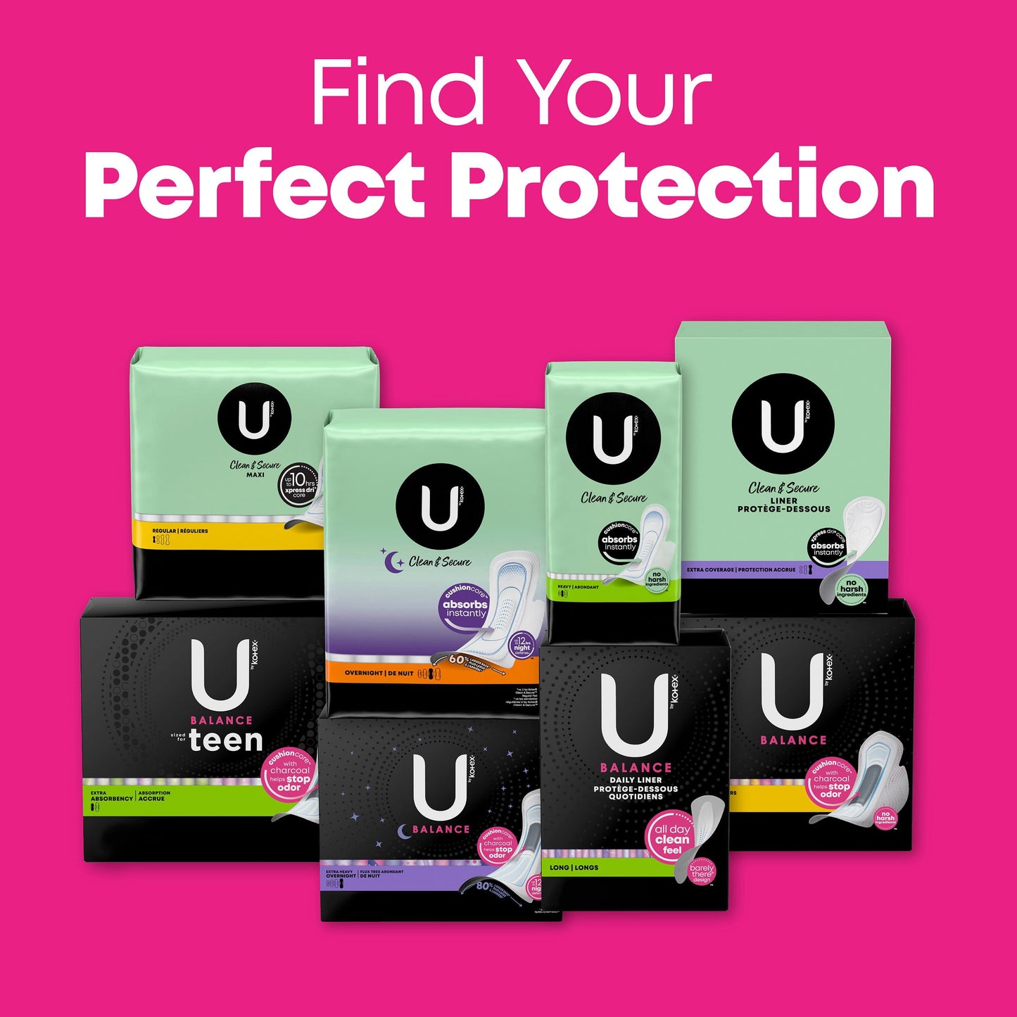 U by Kotex Balance Sized for Teens Ultra Thin Pads with Wings, Heavy Absorbency, 28 Count