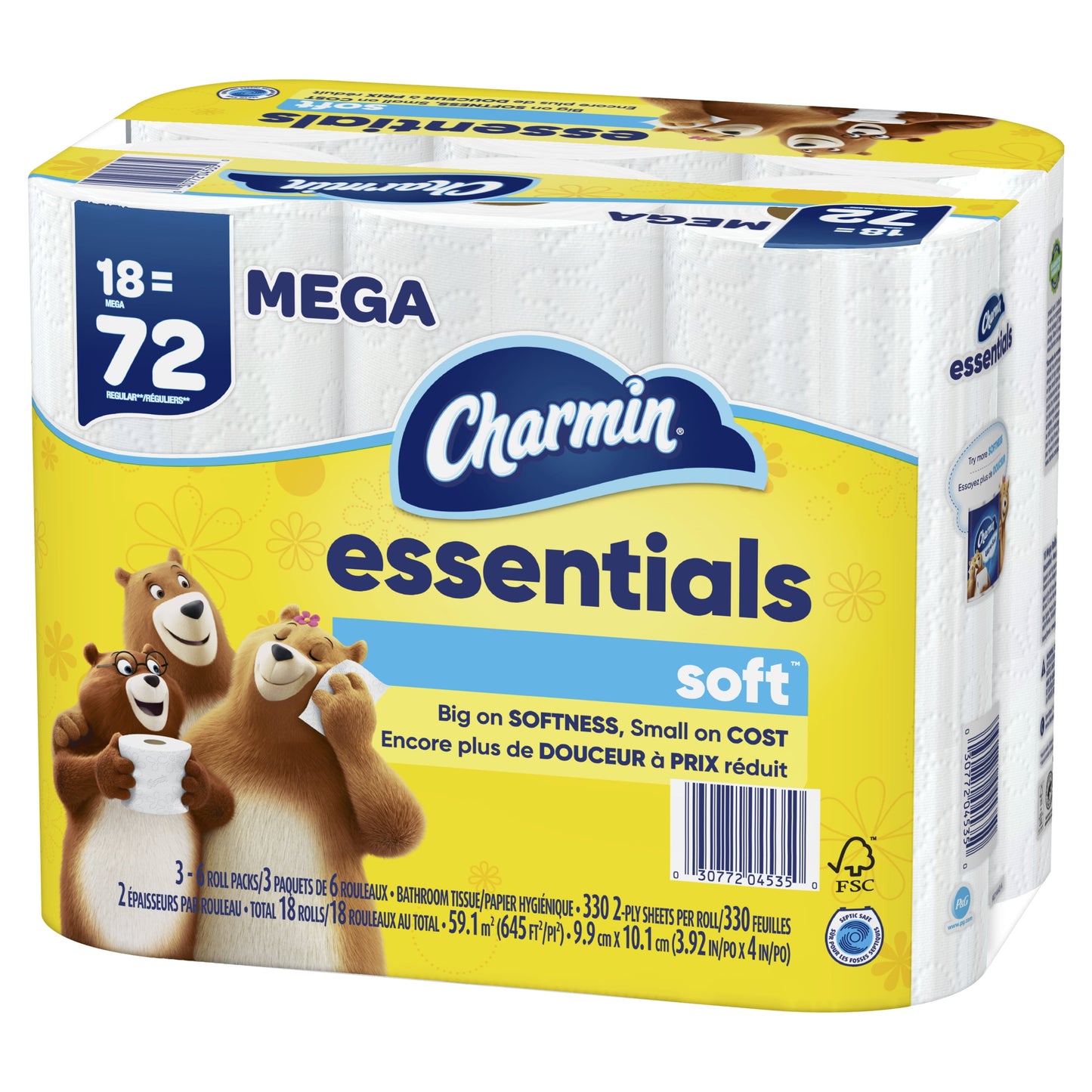 Charmin Essentials Soft Toilet Paper, 18 Mega Rolls