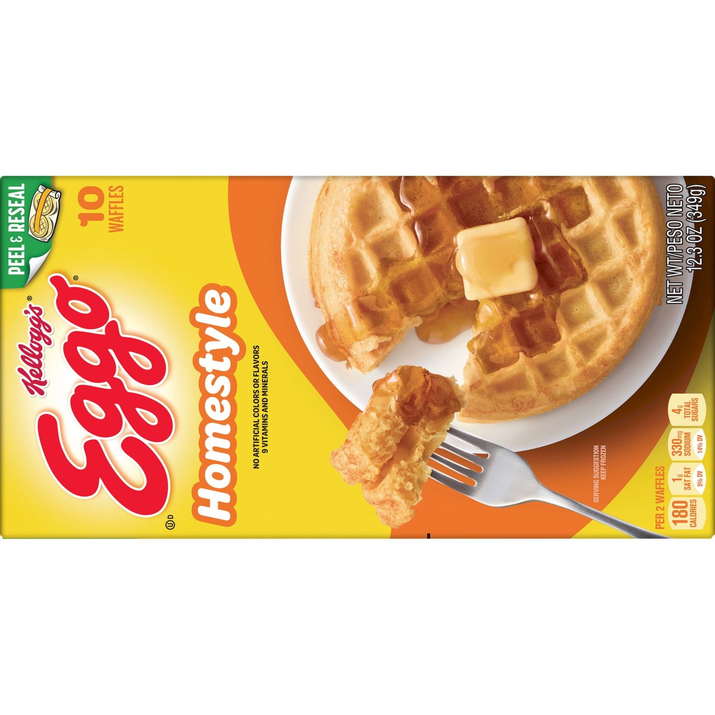 Eggo Homestyle Original Waffles, 12.3 oz, 10 Count (Frozen), Regular