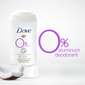 Dove 0% Aluminum Women's Antiperspirant Deodorant Stick, Coconut and Pink Jasmine, 2.6 oz