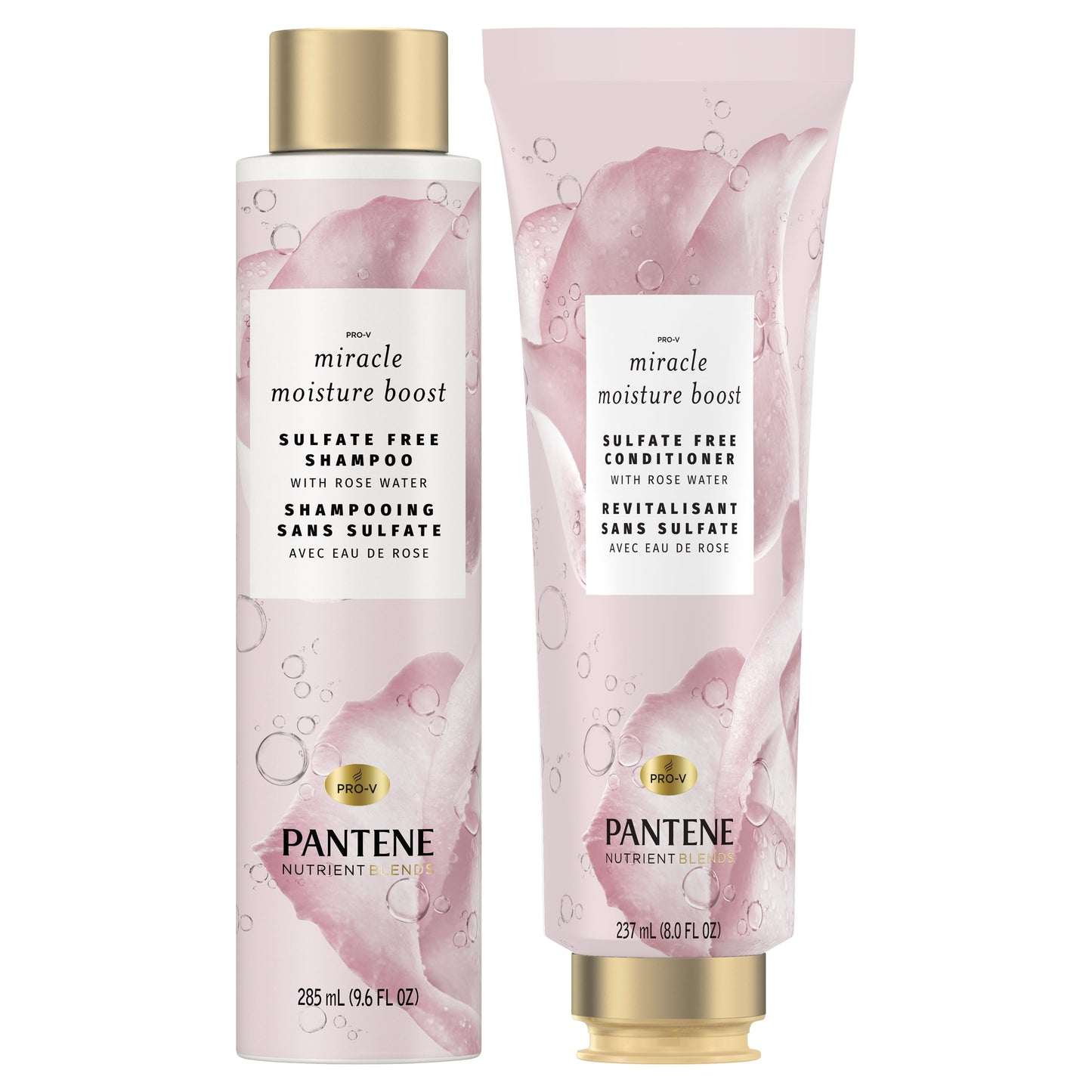 Pantene Sulfate Free Shampoo with Rose Water, Color Safe, Nutrient Blends, 9.6 oz
