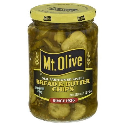 Mt. Olive Bread & Butter Pickle Chips, 24 fl oz Jar