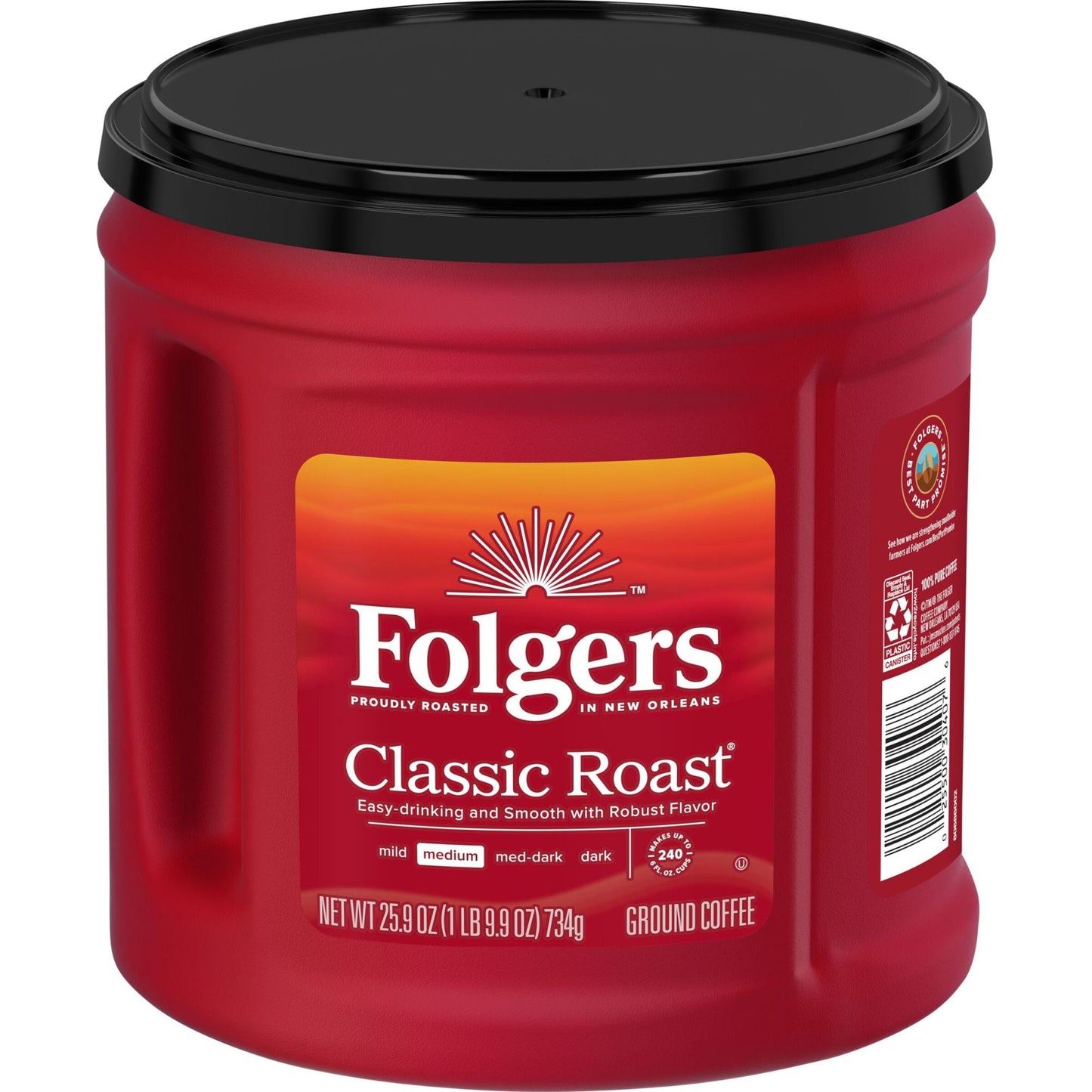 Folgers Classic Roast Ground Coffee, Medium Roast Coffee, 25.9 Ounce Canister