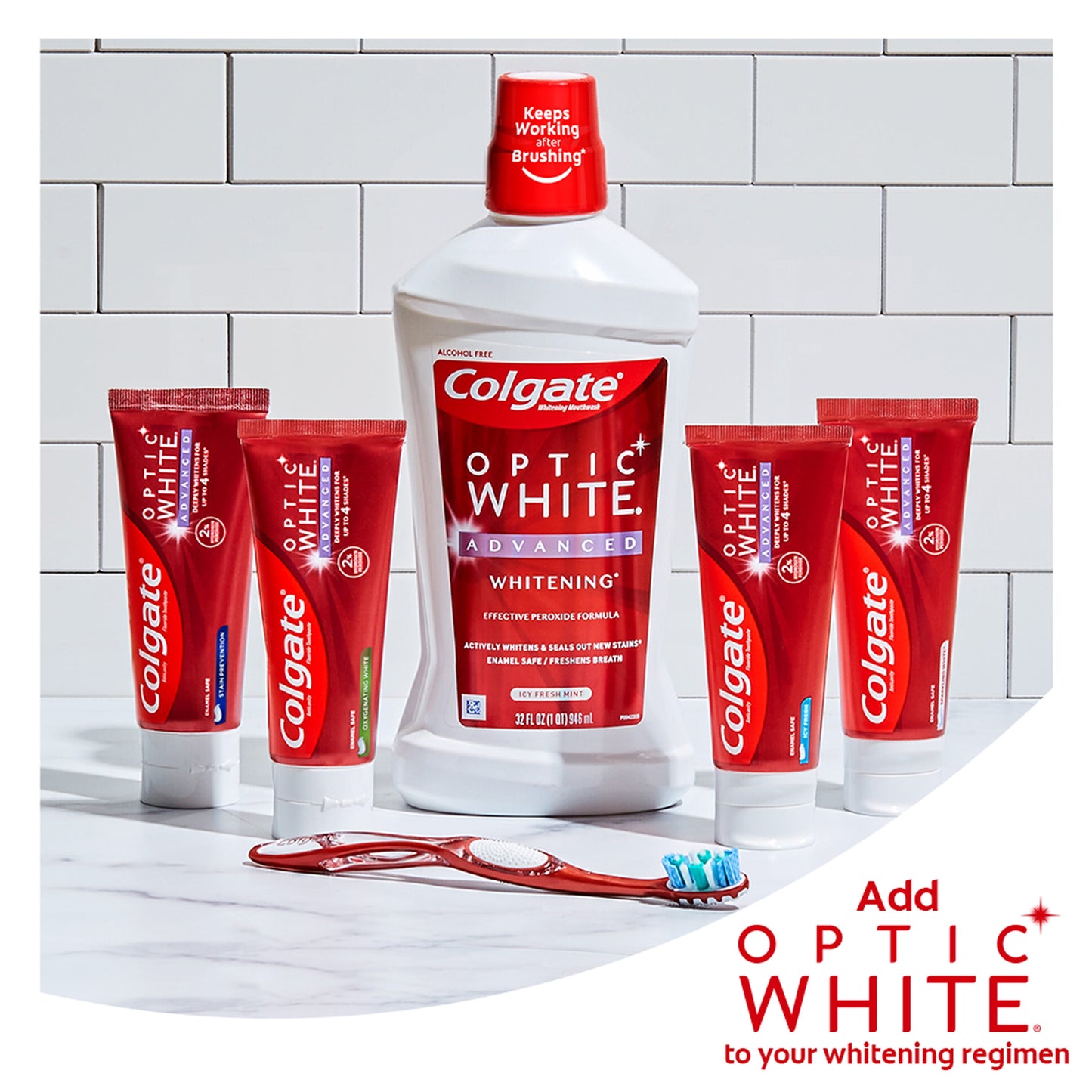 Colgate Travel Size Optic White Advanced Hydrogen Peroxide Toothpaste, Sparkling White, 1.45 oz