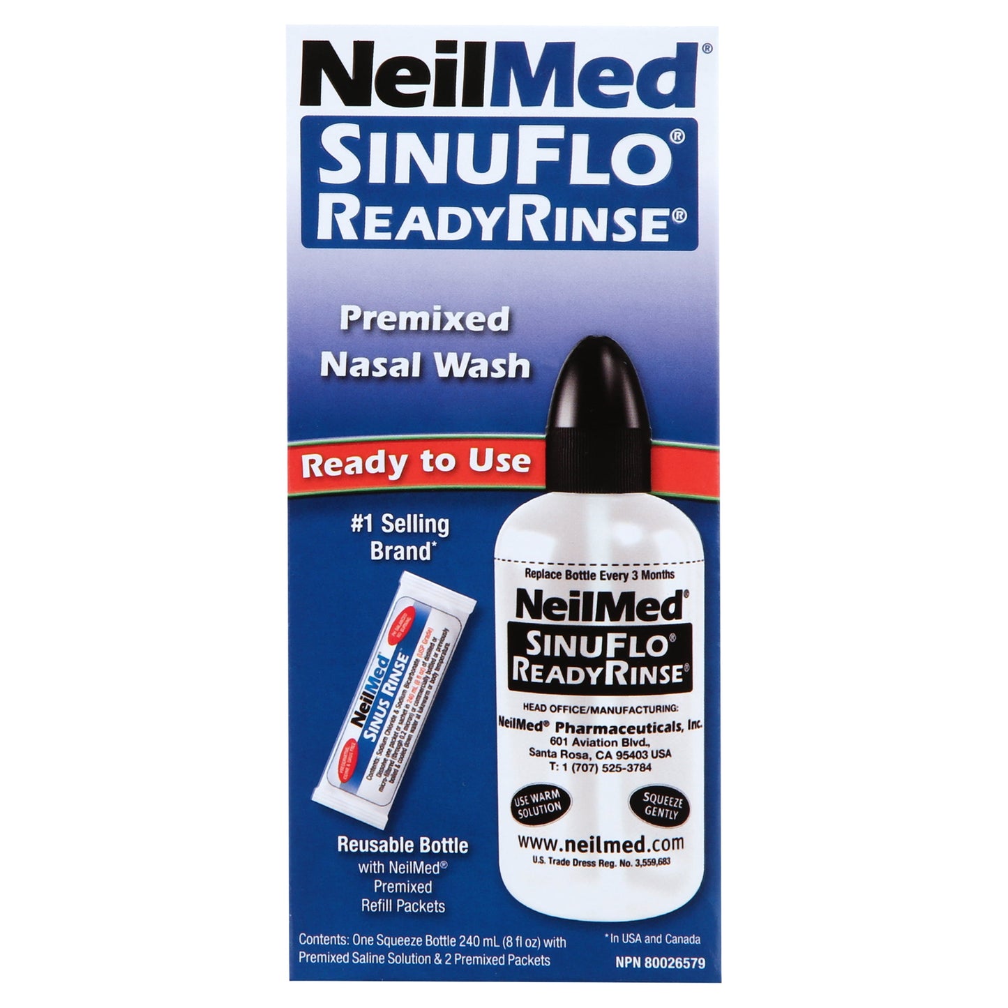 NeilMed SinuFlo Ready Rinse Premixed Nasal Wash Solution