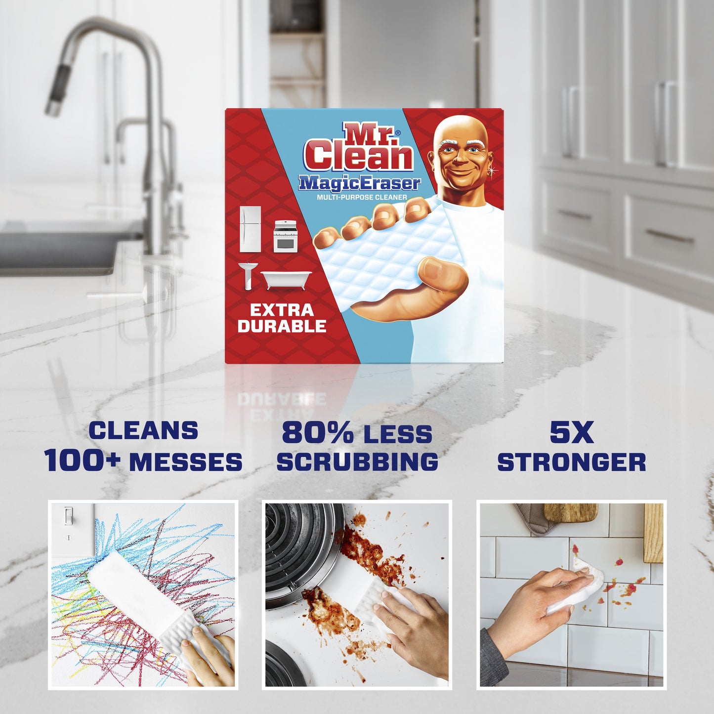 Mr. Clean Magic Eraser Extra Durable All-Purpose Cleaning Pads with Durafoam, 7 Ct