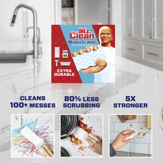 Mr. Clean Magic Eraser Extra Durable Multi-Purpose Foam Cleaning Pads with Durafoam, 10 Ct