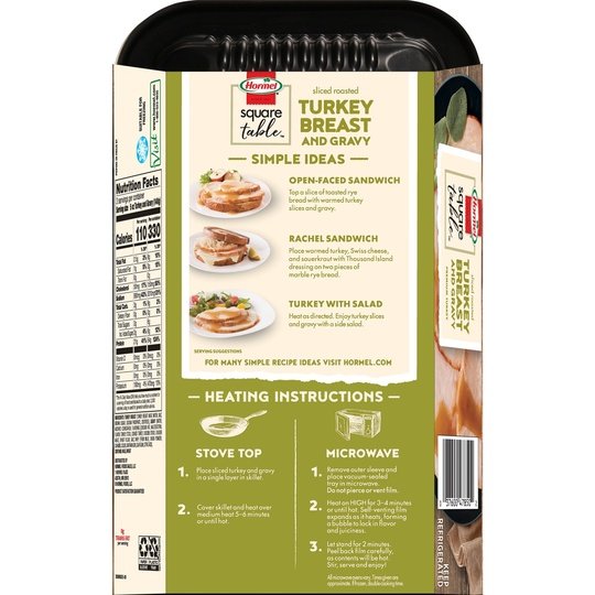 Hormel Square Table Sliced Roasted Turkey Breast & Gravy Refrigerated Entrée, 15 oz Tray